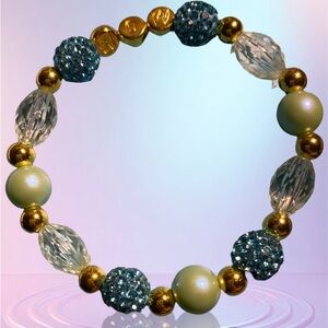 Elegant Gold and Blue Beaded Bracelet